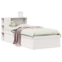 Cadre de lit sans matelas blanc 90x190 cm bois de pin massif 