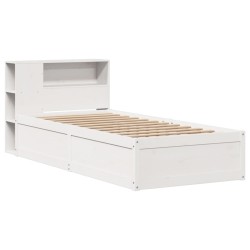Cadre de lit sans matelas blanc 90x190 cm bois de pin massif 