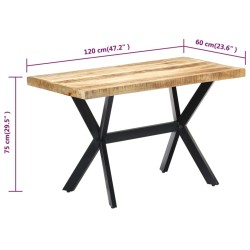 Table à manger 120x60x75 cm Bois de manguier massif brut 