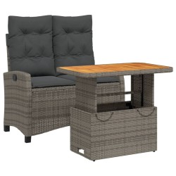 Ensemble à manger de jardin et coussins 2 pcs gris rotin 