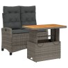 Ensemble à manger de jardin et coussins 2 pcs gris rotin 