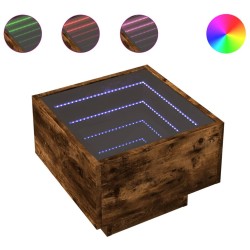 Table d'appoint et LED chêne fumé 40x40x30 cm bois d'ingénierie 