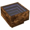 Table d'appoint et LED chêne fumé 40x40x30 cm bois d'ingénierie 