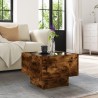 Table d'appoint et LED chêne fumé 40x40x30 cm bois d'ingénierie 