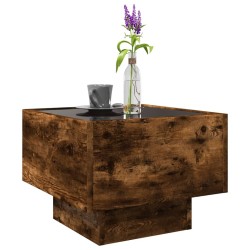 Table d'appoint et LED chêne fumé 40x40x30 cm bois d'ingénierie 