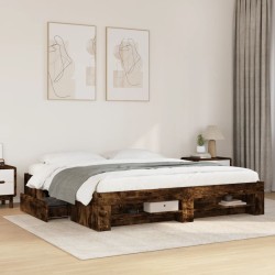Cadre de lit sans matelas chêne fumé 180x200 cm 
