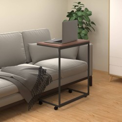 Table d'appoint avec roues noir 55x35x70 cm bois d'ingénierie 