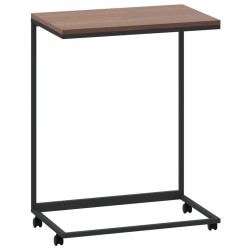 Table d'appoint avec roues noir 55x35x70 cm bois d'ingénierie 