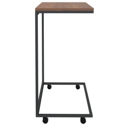 Table d'appoint avec roues noir 55x35x70 cm bois d'ingénierie 