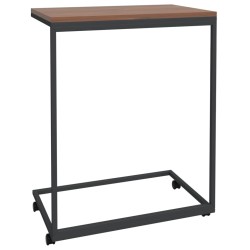 Table d'appoint avec roues noir 55x35x70 cm bois d'ingénierie 