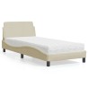 Lit avec matelas crème 90x190 cm tissu 