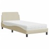 Lit avec matelas crème 90x190 cm tissu 