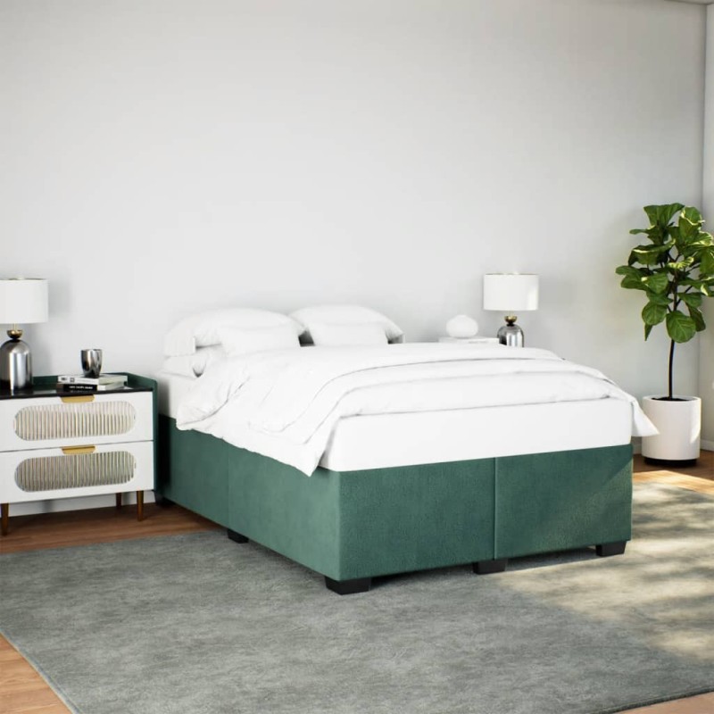 Cadre de lit sans matelas vert foncé 160x200 cm velours 