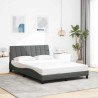 Cadre de lit sans matelas gris foncé 140x190 cm tissu 