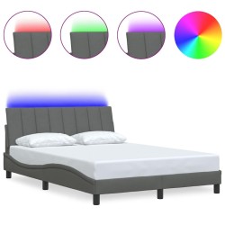 Cadre de lit sans matelas gris foncé 140x190 cm tissu 