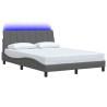 Cadre de lit sans matelas gris foncé 140x190 cm tissu 