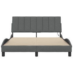 Cadre de lit sans matelas gris foncé 140x190 cm tissu 