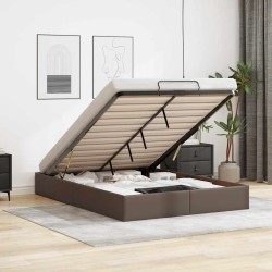 Cadre de lit ottoman sans matelas marron 140x190 cm similicuir 