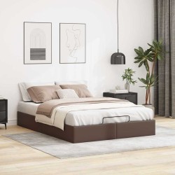 Cadre de lit ottoman sans matelas marron 140x190 cm similicuir 