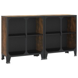 Armoires de rangement 2 pcs Marron 72x36x82 cm Métal et MDF 