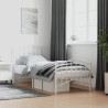 Cadre de lit métal sans matelas avec pied de lit blanc 90x190cm 