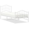 Cadre de lit métal sans matelas avec pied de lit blanc 90x190cm 