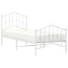 Cadre de lit métal sans matelas avec pied de lit blanc 90x190cm 