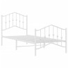 Cadre de lit métal sans matelas avec pied de lit blanc 90x190cm 