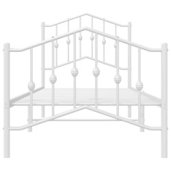 Cadre de lit métal sans matelas avec pied de lit blanc 90x190cm 