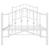 Cadre de lit métal sans matelas avec pied de lit blanc 90x190cm 