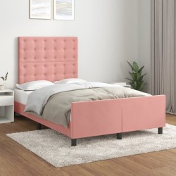 Cadre de lit sans matelas rose 120x190 cm velours 
