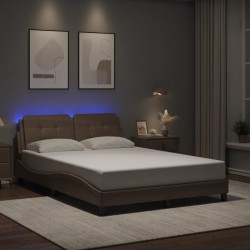 Cadre de lit avec LED sans matelas cappuccino 140x200 cm 