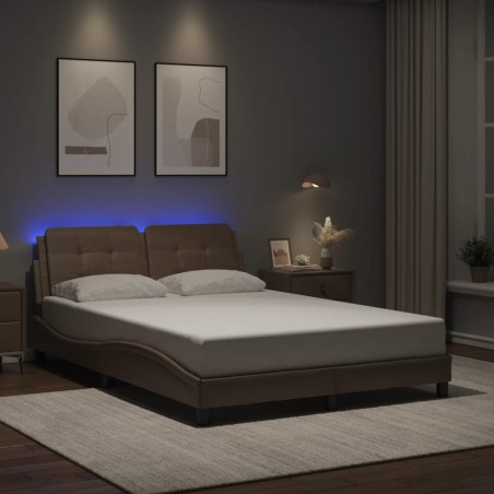 Cadre de lit avec LED sans matelas cappuccino 140x200 cm 