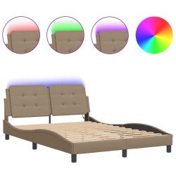 Cadre de lit avec LED sans matelas cappuccino 140x200 cm 