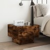 Table de chevet avec LED infini chêne fumé 40x40x30 cm 