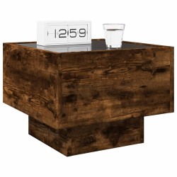 Table de chevet avec LED infini chêne fumé 40x40x30 cm 