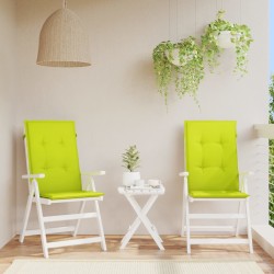 Coussins de chaise de jardin à dossier haut lot de 2 vert vif 