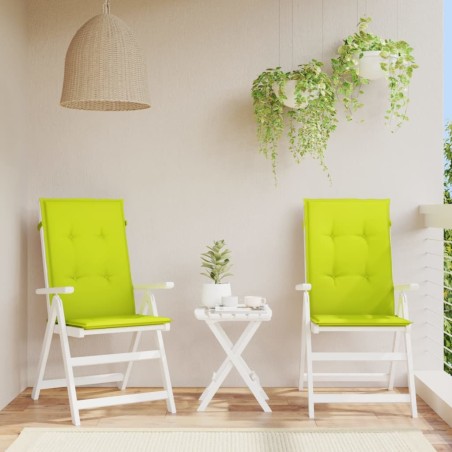 Coussins de chaise de jardin à dossier haut lot de 2 vert vif 