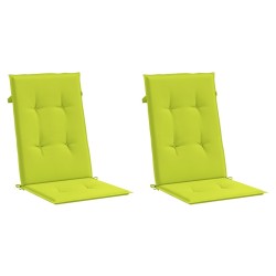 Coussins de chaise de jardin à dossier haut lot de 2 vert vif 