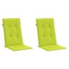 Coussins de chaise de jardin à dossier haut lot de 2 vert vif 