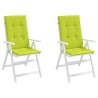 Coussins de chaise de jardin à dossier haut lot de 2 vert vif 