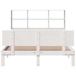 Lit bibliothèque sans matelas blanc 120x200 cm bois pin massif 
