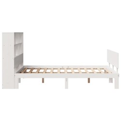 Lit bibliothèque sans matelas blanc 120x200 cm bois pin massif 