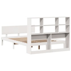 Lit bibliothèque sans matelas blanc 120x200 cm bois pin massif 
