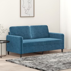Canapé à 2 places Bleu 140 cm Velours 