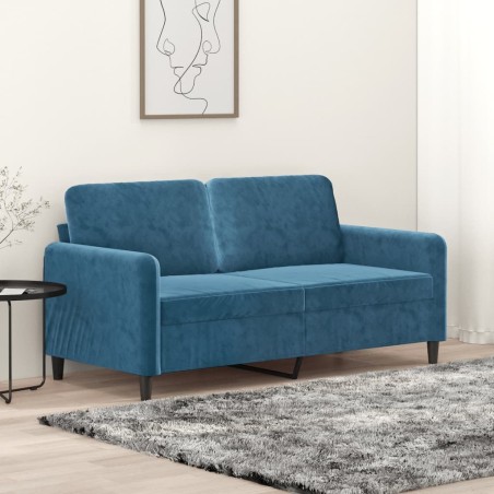 Canapé à 2 places Bleu 140 cm Velours 