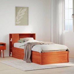Cadre de lit sans matelas cire marron 90x190 cm bois pin massif 