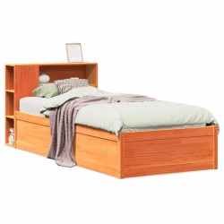 Cadre de lit sans matelas cire marron 90x190 cm bois pin massif 
