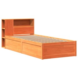 Cadre de lit sans matelas cire marron 90x190 cm bois pin massif 