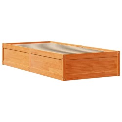 Cadre de lit sans matelas cire marron 90x190 cm bois pin massif 